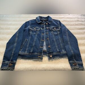 Karl Lagerfeld Distressed Frayed Jean Jacket
